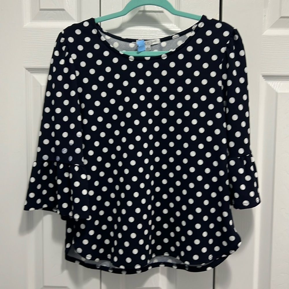 Navy Polka Dot Women's Top